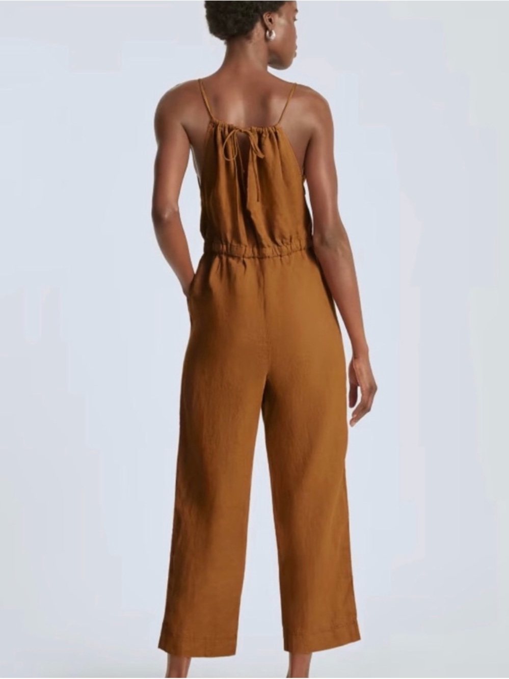 Everlane Rust-Brown Sleeveless Linen Jumpsuit Size Large - Picture 11 of 11
